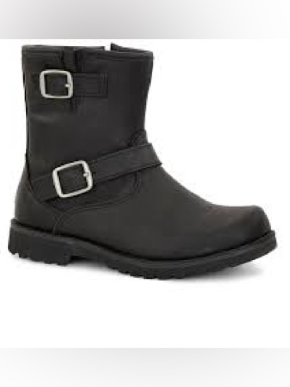 UGG Black Harwell Casual Boots Girls, leather moto buckle